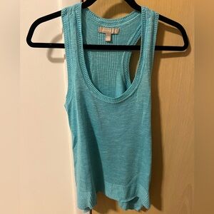 Banana Republic Turquoise Linen Blend Knit Tank Top Size XS.